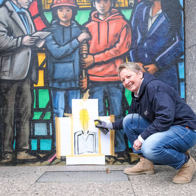 MaJo erster Spatenstich Graffiti