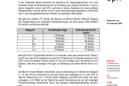 Kirchenkategorisierung, Ergebnis Dialogprozess