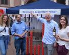 Das Organisationsteam freut sich über den Zuspruch: Kim Grove, FSJlerin in St. Johannis, Dr. Timo Freudenberger von der Katholischen Arbeitnehmer-Bewegung (KAB), Pastor Stephan Eimterbäumer und Laura Rinderspacher (beide vom Kirchlichen Dienst in der Arbeitswelt, kda).