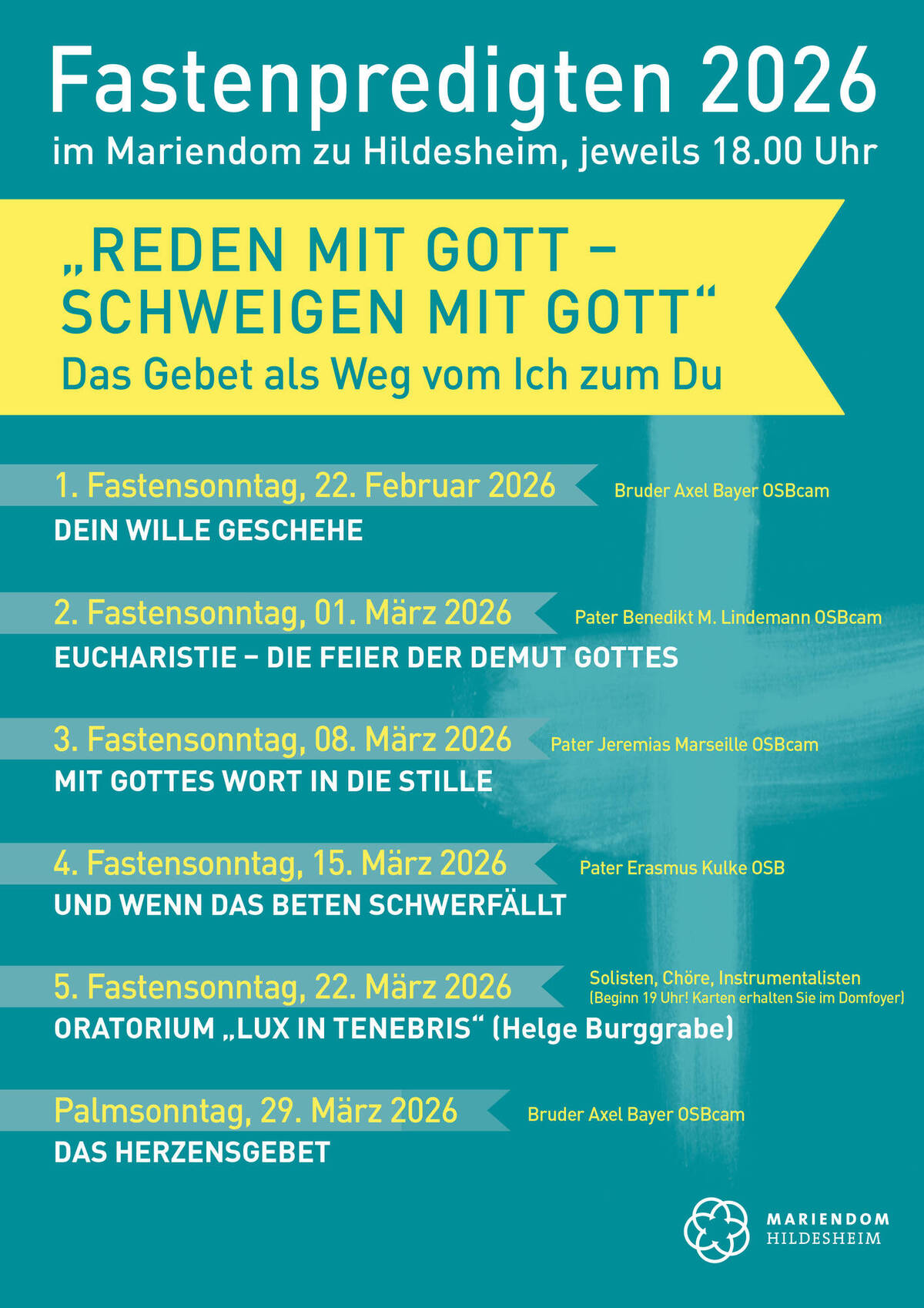 Plakat Fastenpredigten im Dom 2026
