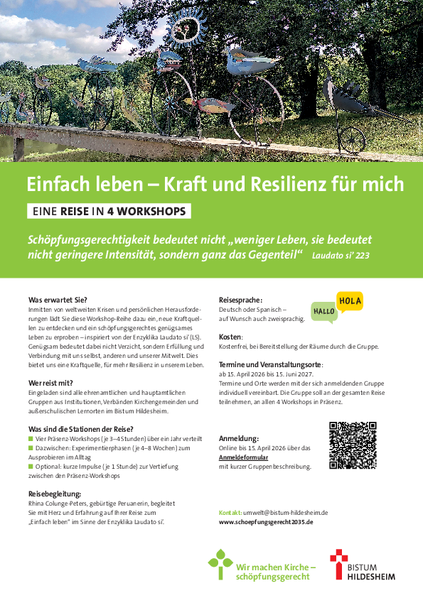 Flyer Einfach leben ¡Simplemente vivir! – Eine Reise in vier Workshops