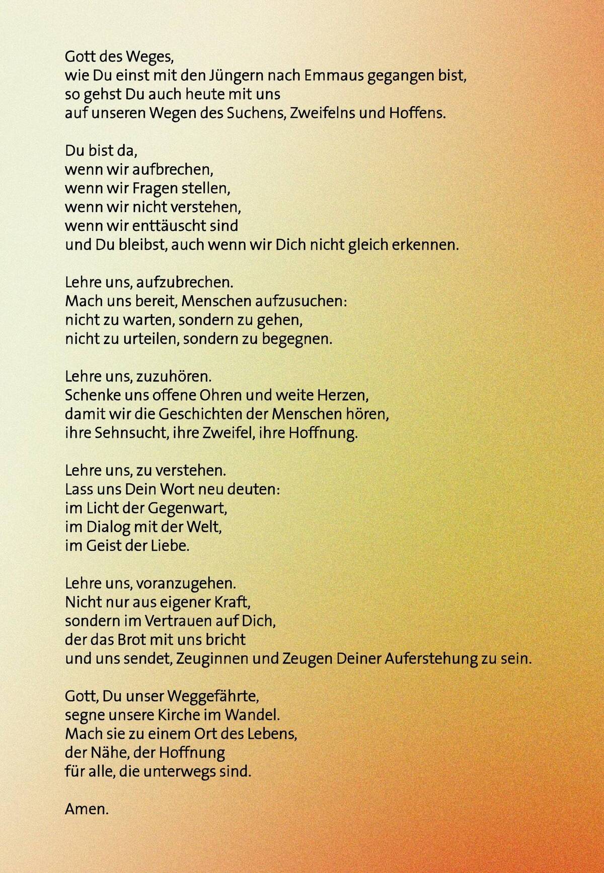 Gebet zum Strategieprozess und Zukunftsbild