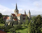 Blick auf die Basilika St. Godehard in Hildesheim.