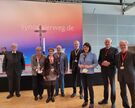 Aus dem Bistum Hildesheim in Frankfurt (von links nach rechts): Weihbischof Heinz-Günter Bongartz, Andrea Fischer, Manuela Weinhardt-Franz, Winfried Quecke, Bischof Dr. Heiner Wilmer SCJ, Dr. Maria Flachsbarth, Weihbischof Dr. Nikolaus Schwerdtfeger, Domkapitular Wolfgang Voges.