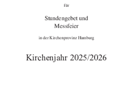 Direktorium für Stundengebet und Messfeier in der Kirchenprovinz Hamburg - Kirchenjahr 2025/2026
