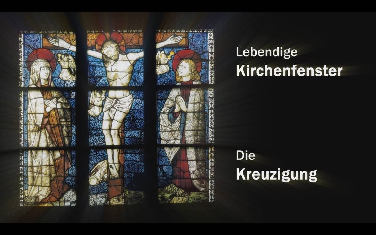 Dieses Kirchenfenster im Kloster Walsrode zeigt die Kreuzigung Jesu Christi. Es ist auch in einem Videoclip der "Lebendigen Kirchenfenster" zu sehen.