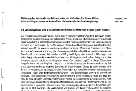 Diözesanrat; Erklärung zur neuen Landesregierung 2008