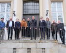 An der interreligiösen Begegnung im Bischofshaus in Hildesheim nahmen (von links) Yevgen Bruckmann, Michael Fürst, Katharina Freudenberger, Marina Jalowaja, Michael Grünberg, Heiner Wilmer, Achim Doerfer, Frederike Bischoff, Michael Schober und Wilfried Theising teil.