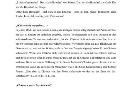 Osterpredigt vom Sonntag, 5.4.2015 von Bischof Norbert Trelle